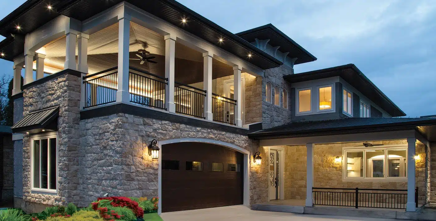 Custom Dueck Builders home at dusk